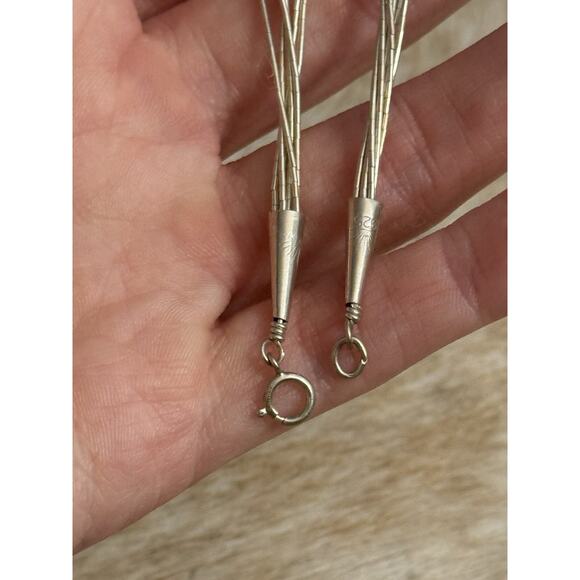 Native American SW Liquid Sterling Silver 6 Strand Turquoise Bracelet Cone Tips - Picture 5 of 6